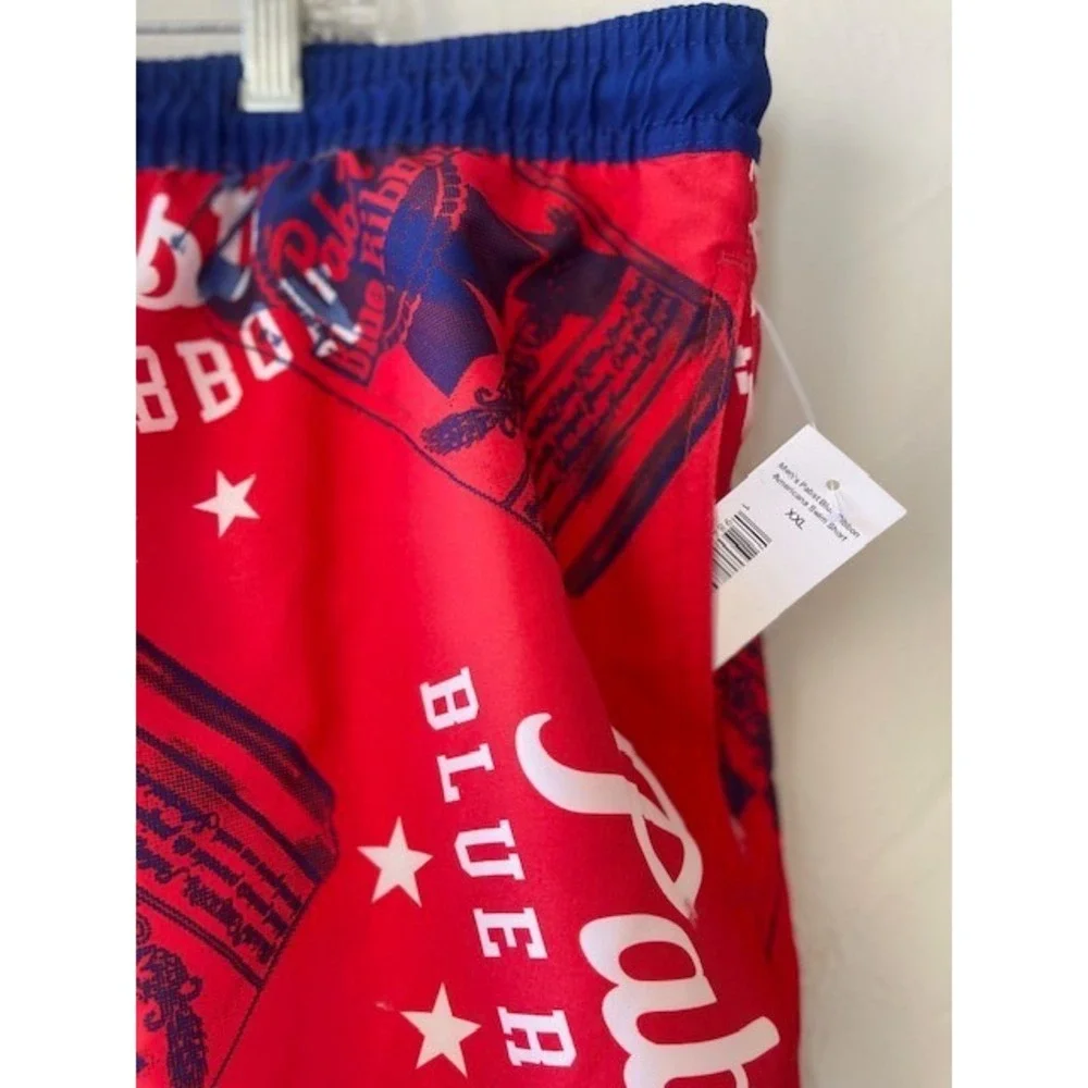 Pabst Blue Ribbon Beer Men's Americana Swim Trunks Swim Suit Size XXL